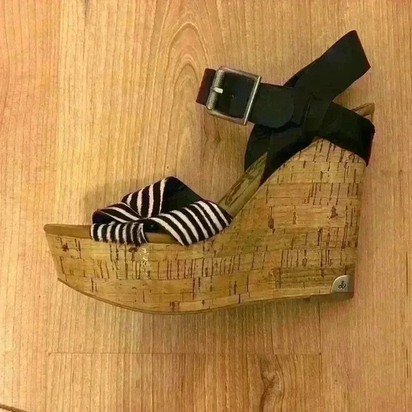 Sam Edelman Sasha Zebra Calf Hair Platform Wedge - Picture 5 of 7